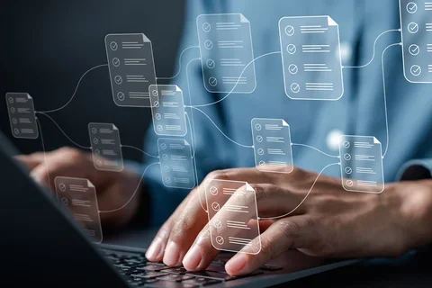 man on laptop with linked data