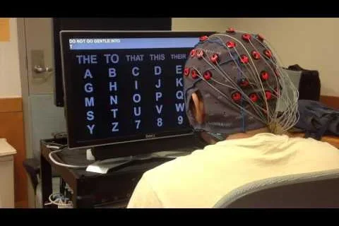 Person participating in a test of the brain computer interface project
