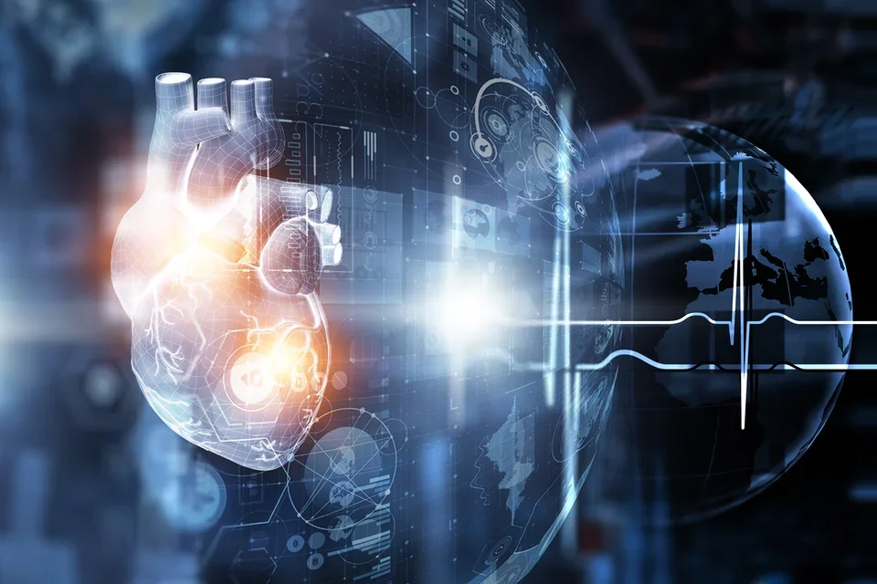 digital heart and globe