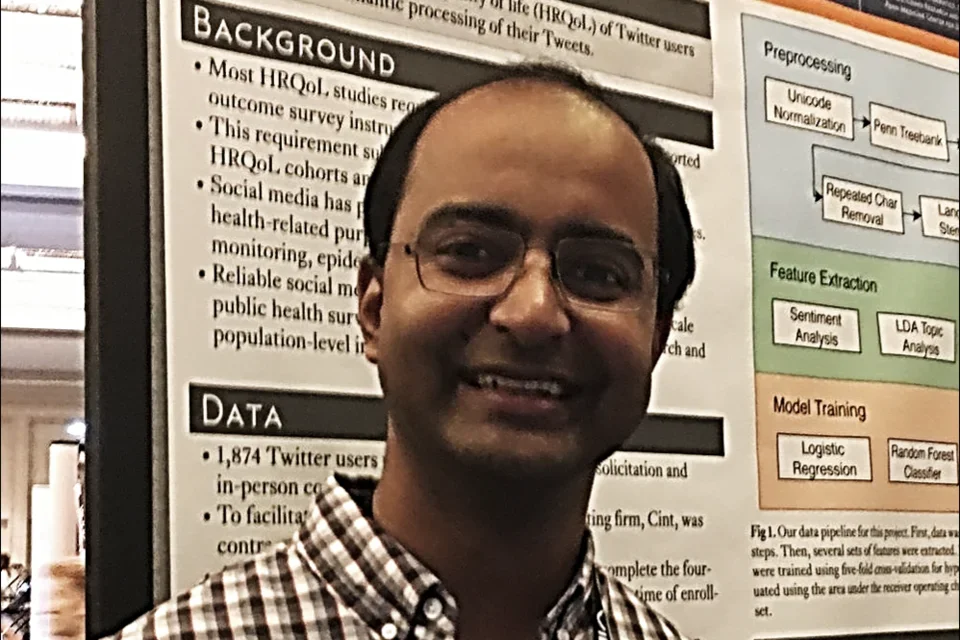 Student with poster
