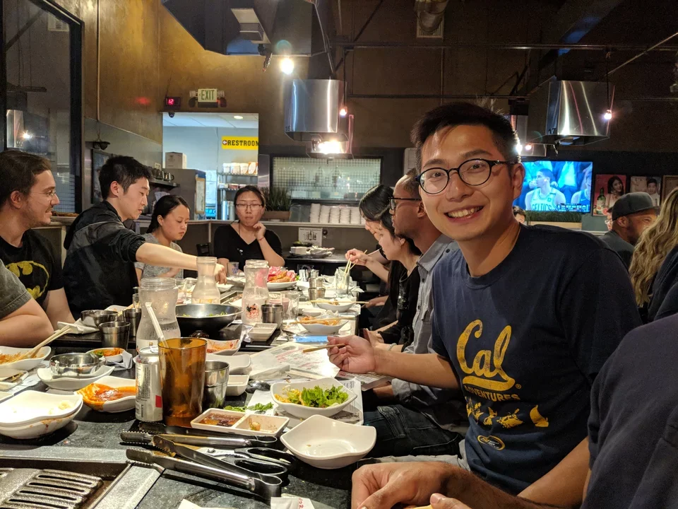Student at dinner table