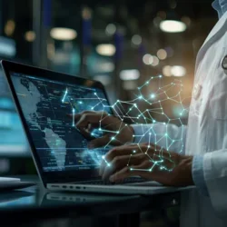 Doctor using laptop