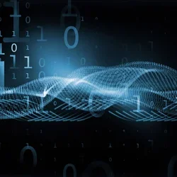 Data Stream series. Interplay of horizontal light rays and technological elements to serve as background in projects on technology and science