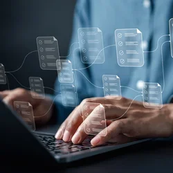 man on laptop with linked data